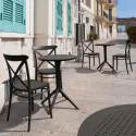 Tables de terrasse CHR ronde en polypro noir avec chaises CHR Tables de terrasse CHR ronde en polypro noir avec chaises CHR