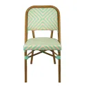 Chaise CHR empilable effert bambou et rotin, crème et vert d'eau