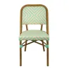 Chaise CHR empilable effert bambou et rotin, crème et vert d'eau