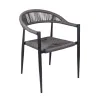 Fauteuil restauration en cordage structure anthracite et cordage gris