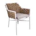 Fauteuil de terrasse CHR blanc et taupe