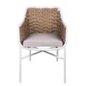 Fauteuil pour terrasse extérieure alu et cordage