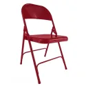 Chaise pliante en métal bordeaux