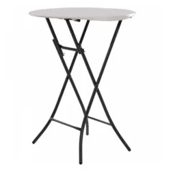 Table pliante mange debout en polyéthylène blanc et acier bronze