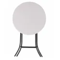 Table haute pliante mange debout plateau rond en polyéthylène blanc