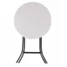 Table haute pliante mange debout plateau rond en polyéthylène blanc