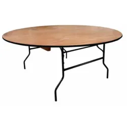 Table ronde pliante en bois vernis