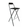 Tabouret pliant haut en acier et vinyle noir Tabouret pliant haut en acier et vinyle noir