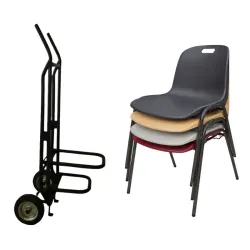 Lot de chaises à coque avec diable de transport