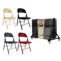 Ensemble de 48 chaises pliantes métalliques et chariot de transport