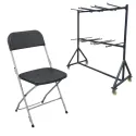 Lot de 50 ou de 100 chaises pliantes en polypro M2 et chariot sur roulettes Lot de 50 ou de 100 chaises pliantes en polypro M2 et chariot sur roulettes