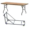 Lot de tables pliantes plateau en bois et chariot sur roulettes Lot de tables pliantes plateau en bois et chariot sur roulettes