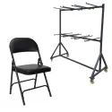 lot de 60 chaises banquet pliantes en vinyle et chariot de transport