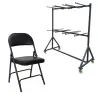 lot de 60 chaises banquet pliantes en vinyle et chariot de transport