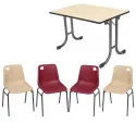 Lot de chaises empilables à coque Vanoise et table pliante rectangle Vendée Lot de chaises empilables à coque Vanoise et table pliante rectangle Vendée