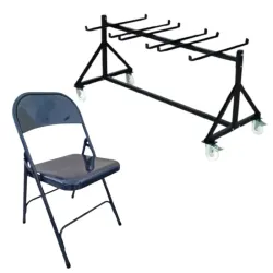48 chaises pliantes grises Grey Edition® + 1 chariot de transport