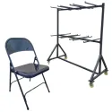 Ensemble de 96 chaises pliantes grises Grey Edition® + 1 chariot de transport