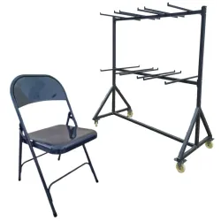 Ensemble de 96 chaises pliantes grises Grey Edition® + 1 chariot de transport