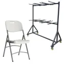 Lot de 52 Polychaise blanches + 1 chariot de transport