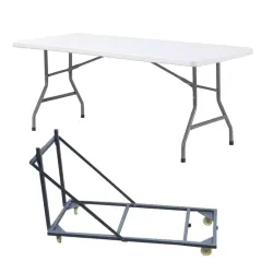 Lot de 10 tables pliantes 183 cm + 1 chariot de transport