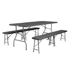 Ensemble de 10 tables et 20 bancs 183 cm pliants polypro Grey Edition®
