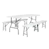 Ensemble de 10 tables 183 cm + 20 banc pliants en polypro blanc