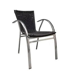 Chaise extérieur aluminium et tressage noir