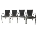 Chaises pour terrasses extérieures en aluminium et tressage noir