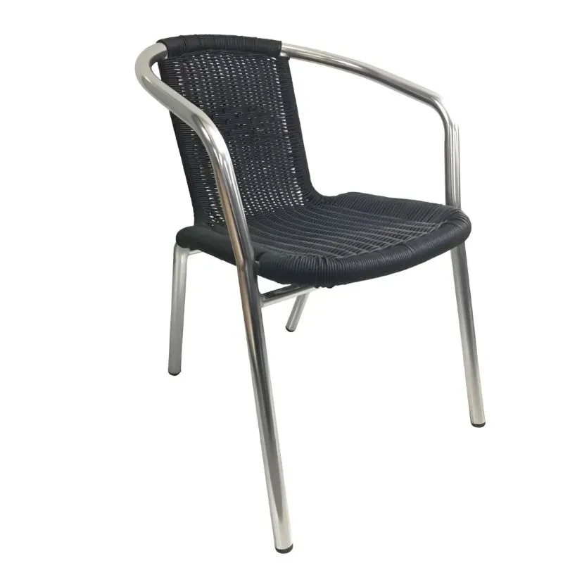 Fauteuil de terrasse en aluminium et tressage noir Fauteuil de terrasse en aluminium et tressage noir