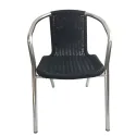 Fauteuil pour terrasse extérieur avec accoudoirs en aluminium et assise noire