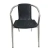 Fauteuil pour terrasse extérieur avec accoudoirs en aluminium et assise noire
