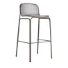 Tabouret de bar empilable avec coque en résille gris foncé