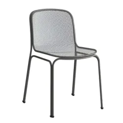 Chaise outdoor en résille métallique gris foncé