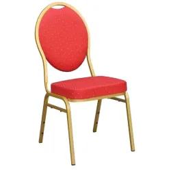 Chaise banquet rouge et or assise et dossier rembourrés mousse Chaise banquet rouge et or assise et dossier rembourrés mousse