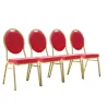 Chaise banquet tissu rouge et doré par 4