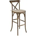 Chaise de bar haute en bois avec coussin d'assise