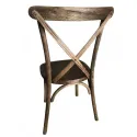 Chaise champêtre en bois vue de dos, dos croisé