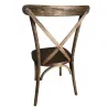 Chaise champêtre en bois vue de dos, dos croisé