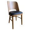 Chaise restaurant bois finition miel assise vinyle noir