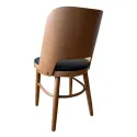 Chaise en bois de hêtre miel assise vinyle vue de dos