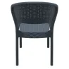 Chaise de terrasse empilable en polypro gris foncé aspect tressé vue dos