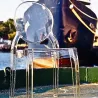 Chaise médaillon en polypro transparent en extérieur