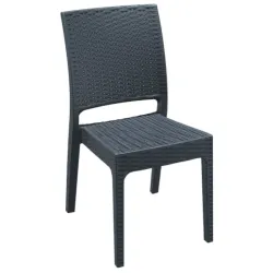 Chaise empilable en polypro aspect résine tressée gris foncé