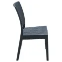 Chaise gris foncé en polypro aspect tressé vue de profil