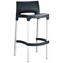 Chaise de bar haute polypro noir
