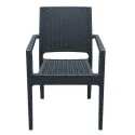 Fauteuil polypropylène aspect résine tressée gris foncé
