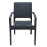 Fauteuil polypropylène aspect résine tressée gris foncé