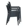 Fauteuil pour terrasse empilable en pile de 3 pièces