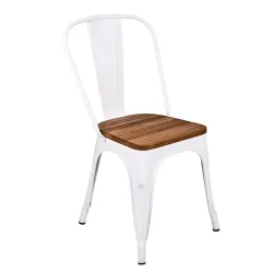 Chaise professionnelle structure métallique blanche et assise bois