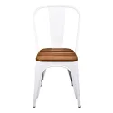 Chaise restauration professionnelle assise bois et structure métallique blanche